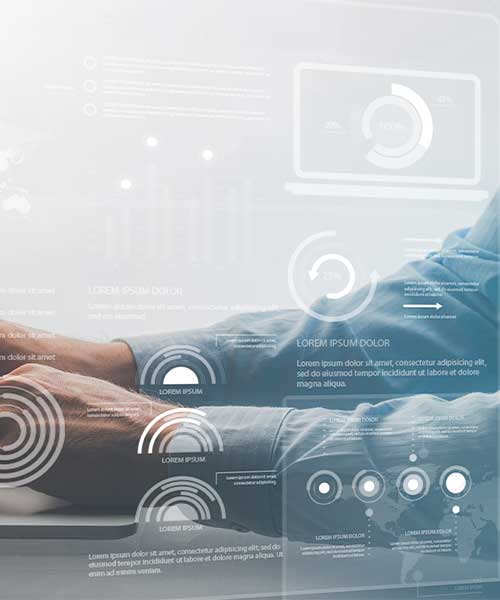 A close-up of a person using a digital pen to select from a series of floating checklist documents above a laptop. The image symbolizes digital data evaluation, auditing, or compliance review.