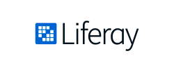 The Liferay logo, displaying a blue square composed of white pixel-like dots on the left and the word "Liferay" in a clean, modern black font on the right. Liferay is known for its enterprise portal software used for building digital experiences and intranet solutions.
